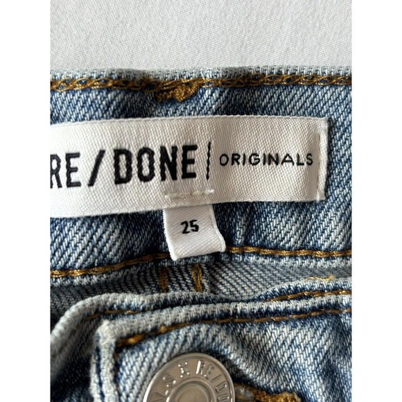 Redone Jeans Womens 25 Stove‎ Pipe High Rise Straight Leg Ankle Frayed Hem 70s - Picture 5 of 12